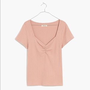 NWT Madewell Ribbed Sweetheart Tee in Dusty Blush